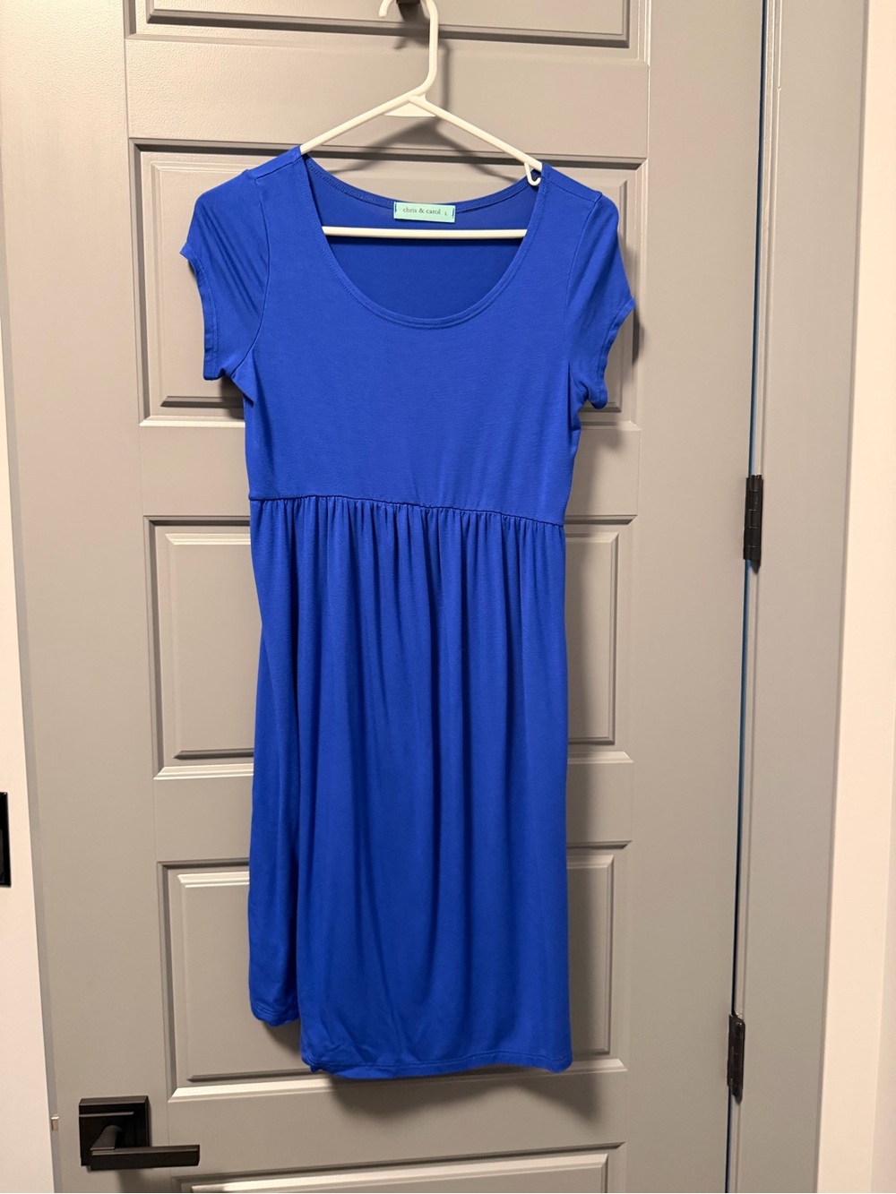 Chris & Carol Royal Blue Scoop Neck Tee Dress LARGE